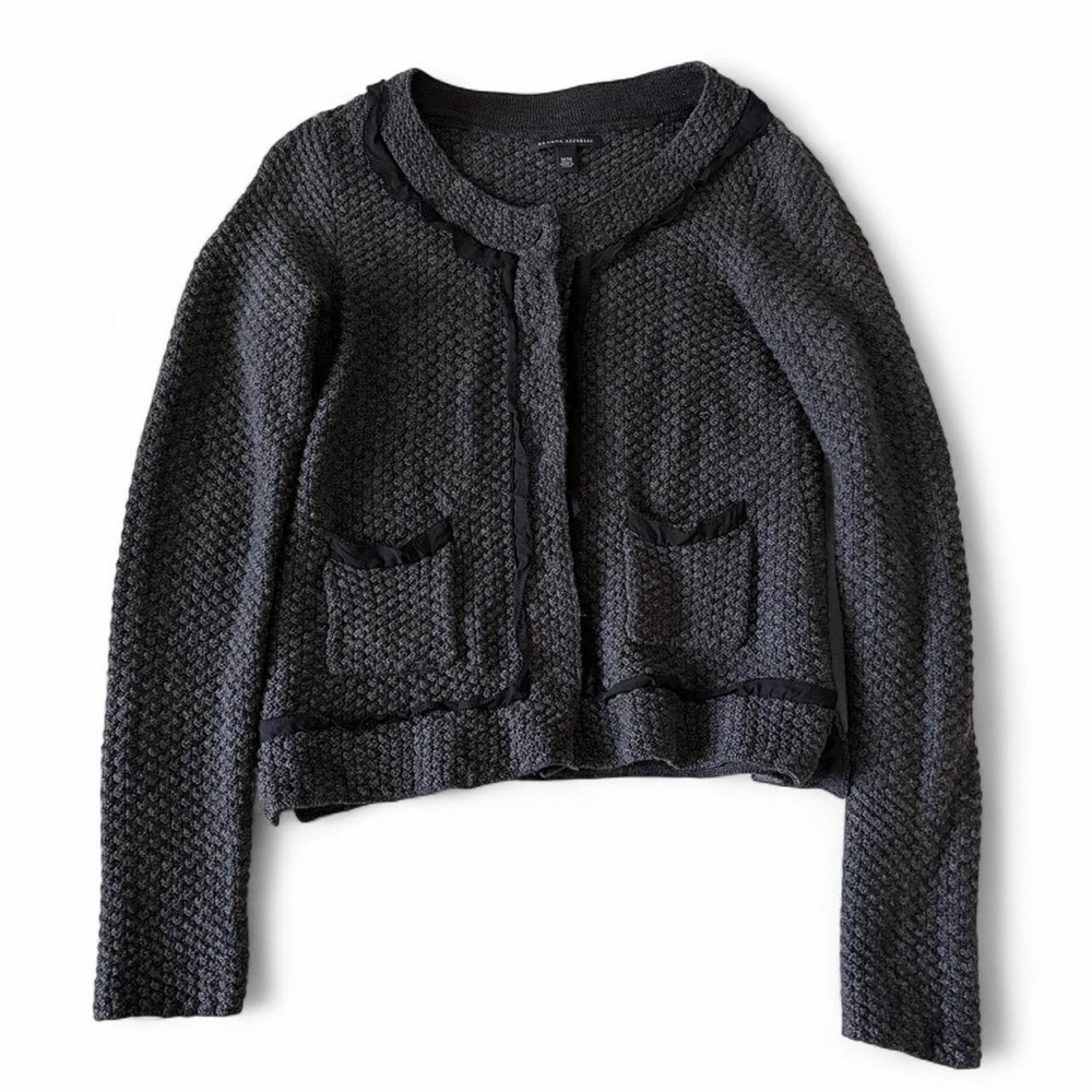 Banana Republic Grey Cardigan with Black Trim